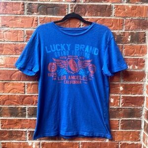 Lucky Brand Mens Medium Blue Short Sleeve Graphic Tshirt